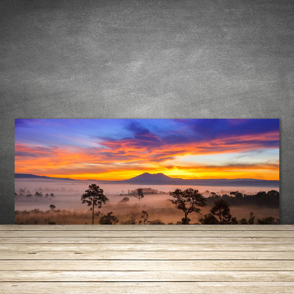 Crédence de cuisine en verre panneau de protection mural 125x50 cm motif forêt