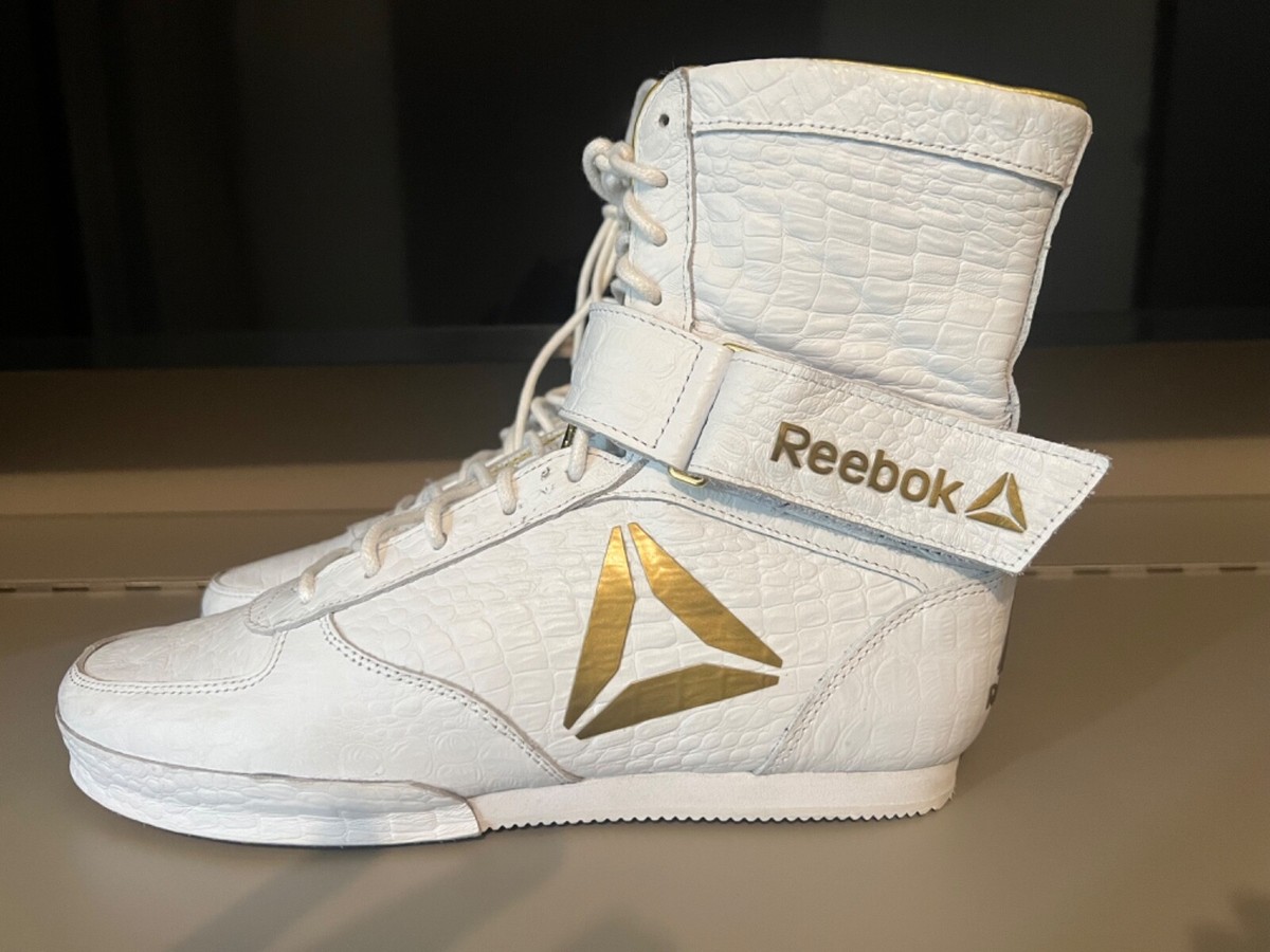 white gold reebok boxing shoes