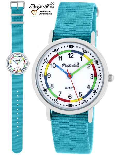 Armbanduhr Kinder Lernuhr Jungen MäDchen Kinderuhr Wechselarmband Hellblau Quarz-image
