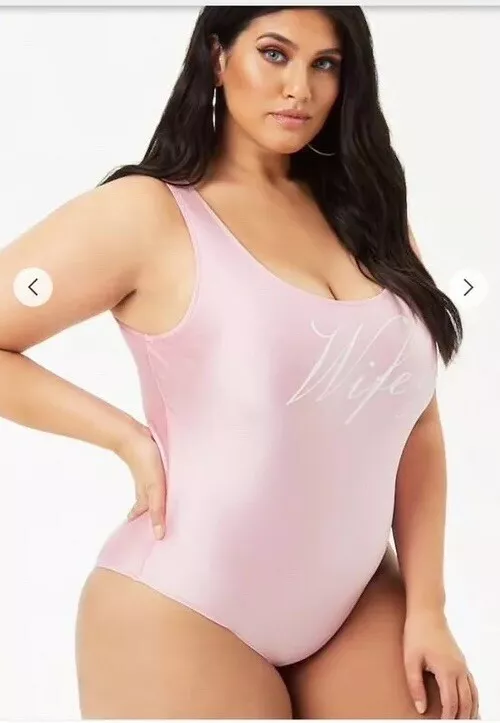Forever 21 Wifey Swimsuit pink Sz 2X plus size swimwear