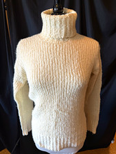 GAP Women's Ivory Rib-Knit Turtleneck Pullover Sweater Wool Blend, Size S