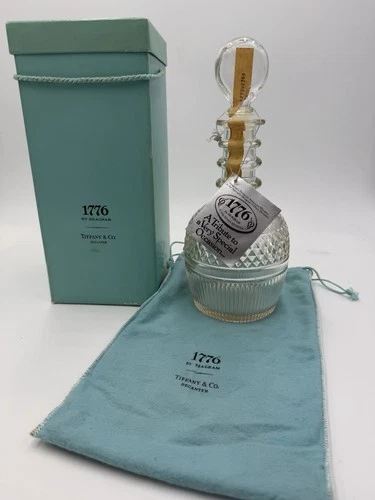 Tiffany & Co 1776 Seagrams Decanter Clear Glass Box Bag Tag Stopper 10.5" Vtg