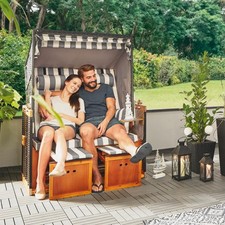 Strandkorb - weiß-grau - massiv - 118x159 cm