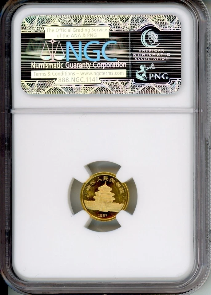 1987-S CHINESE 5 Yuan GOLD PANDA 1/20 Oz. NGC MS68 MS-68 5Y CHINA 5-Yn G5Y CHINA - Image 2 of 2