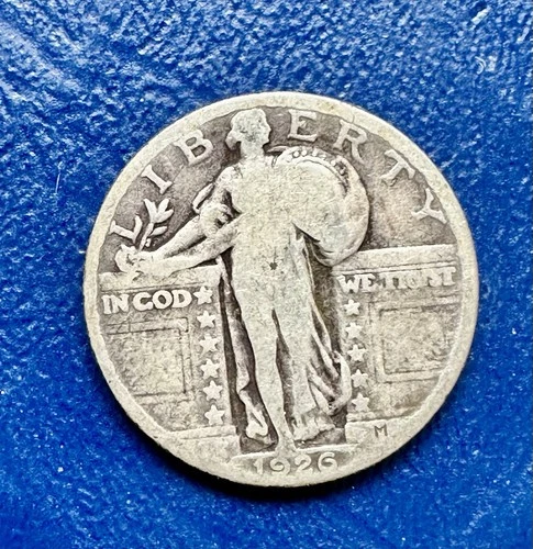 1926 Standing Liberty Quarter. 90% Silver. Fine Condition. Charity Auction. ￼