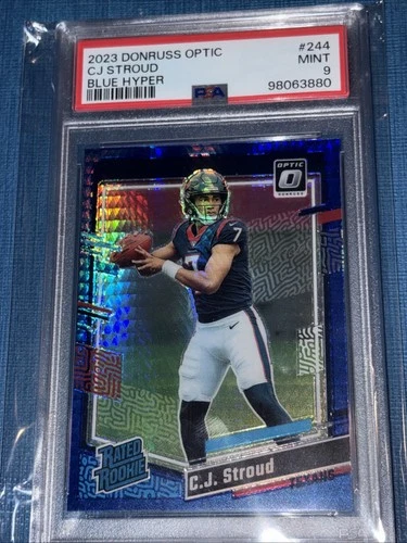 2023 Donruss Optic CJ Stroud Blue Hyper Prizm Rated Rookie #244 PSA 9