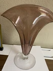 Vintage Blenko Purple Fan Vase Glass Art Hand Blown 11.5”
