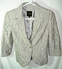 WOMENS GRAY TAUPE LACE THE LIMITED BLAZER CAREER CASUAL SUIT JACKET SIZE XS 36"
