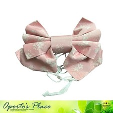 Vintage Traditional Pink And White Kimono Or Yukata Obi Bow Pre Tied Floral