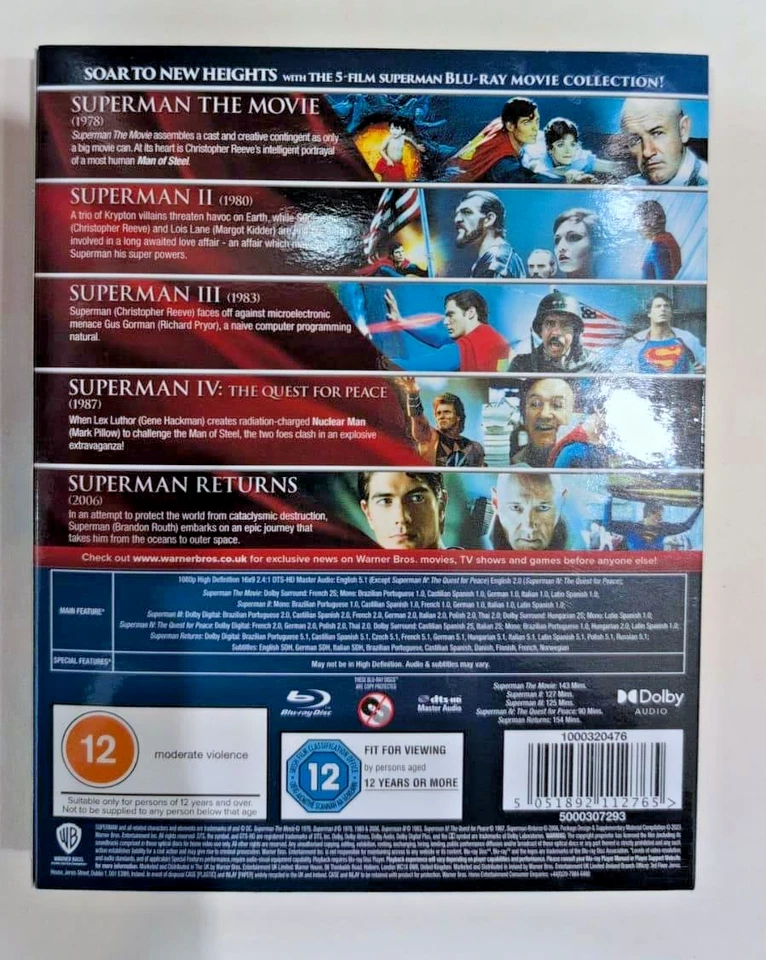 BLU-RAY SUPERMAN 5 FILM COLLECTION BRAND NEW SEALED UK STOCK - Image 2 of 2