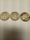 Franklin Half Dollars Circulated (Lot of 3) 1951, 1961, 1963