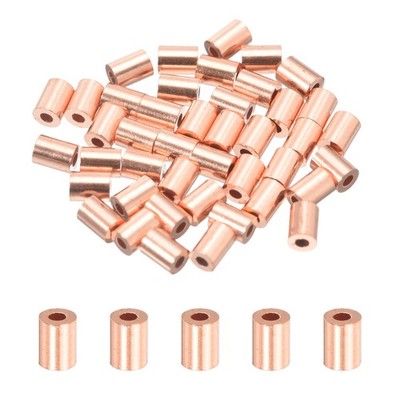 1/32'' (0.8mm) Wire Rope Stop Sleeve, 40 Pcs Copper Crimping Loops Sleeve