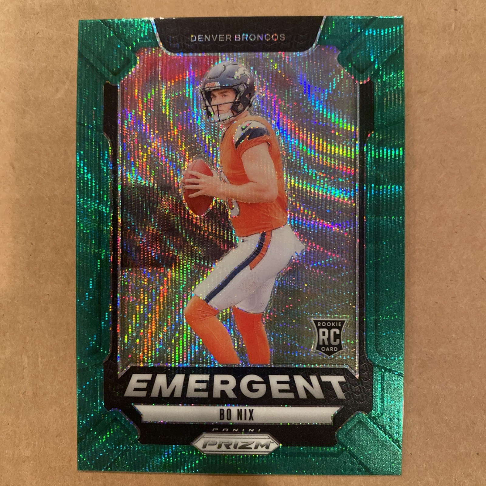2024 Panini Prizm - Emergent Bo Nix #3 Green Wave Prizm (RC)
