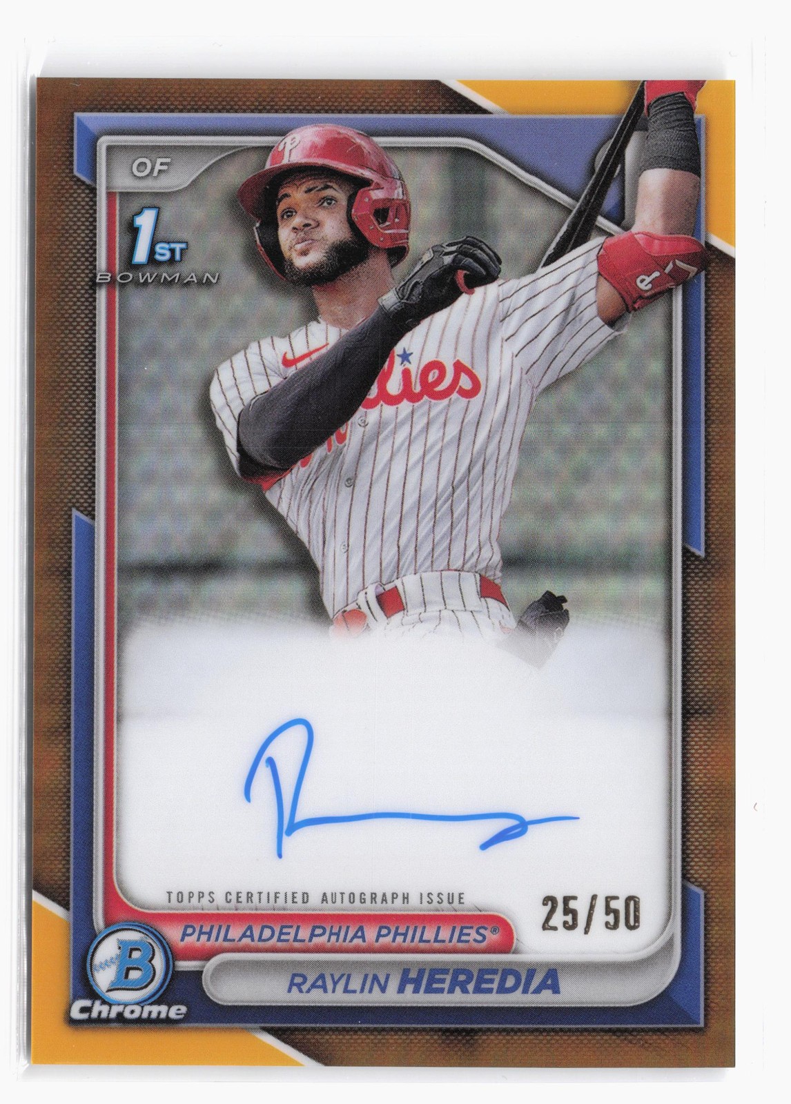 2024 Bowman Chrome Auto Gold Ref #CPA-RH Raylin Heredia #/50 Phillies SP RC