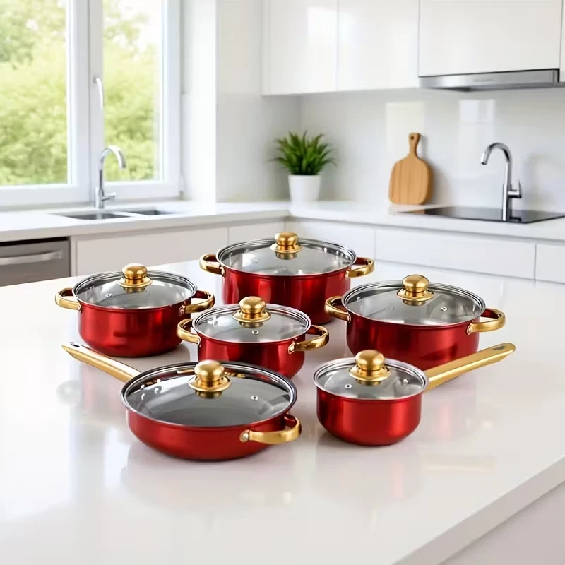 Cook Ware Set ( 6 Pieces - Red/ Gold)
Opens in a new window or tab