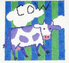 Jean Smith Hand Painted Needlepoint Canvas "Cow" Brand New 8" by 8" Brand New