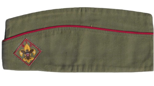 CAPPELLO BERRETTO GUARNIGIONE BOY SCOUT BSA VINTAGE ANNI 50 CON TOPPA DIAMANTE TAGLIA MED #KGD-7 - Foto 1 di 3