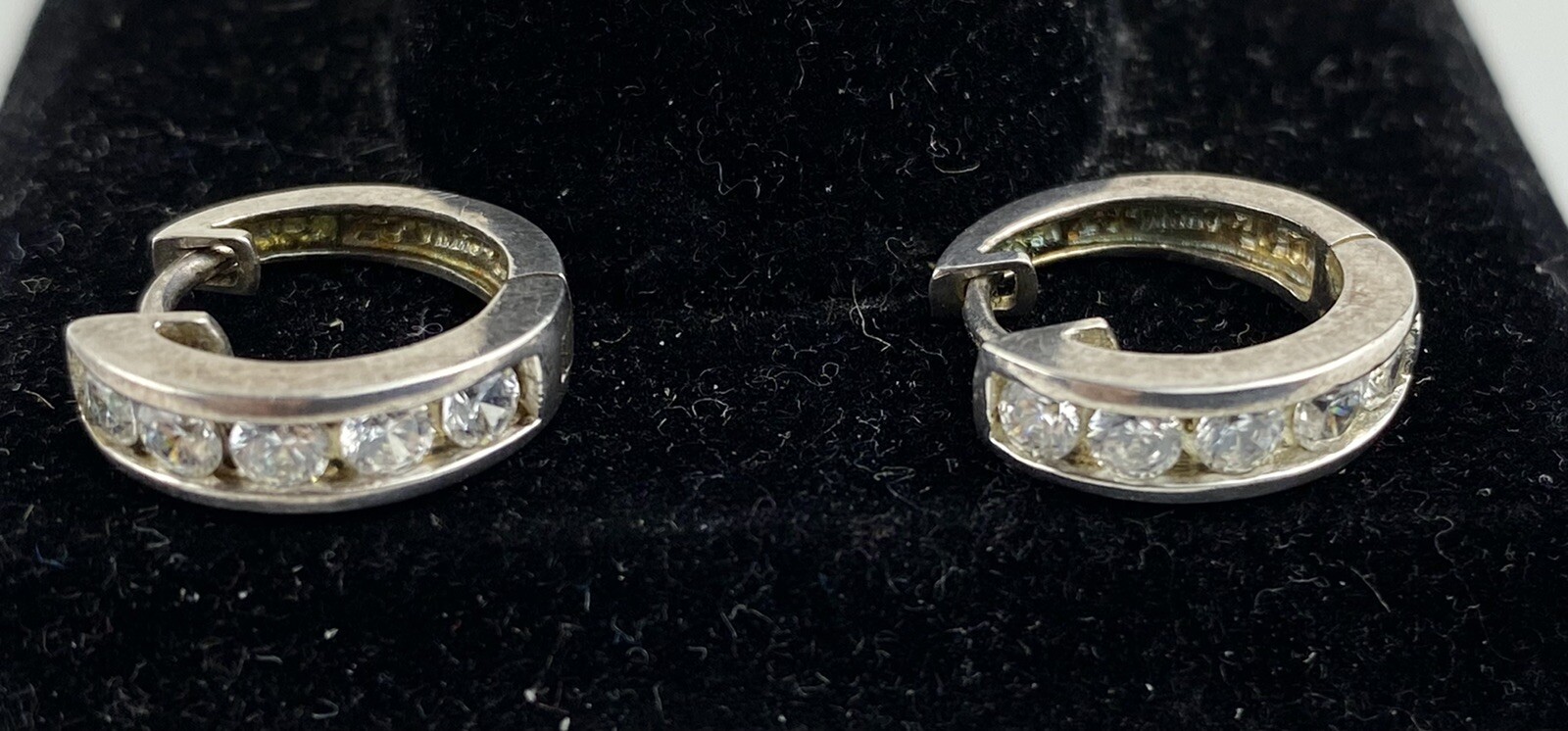 Sterling 925 Solid Silver Hinged Huggies Stud Ear… - image 7