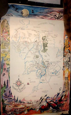 1965 poster of the middle earth from JR Tolkiens Lord of the Rings | eBay