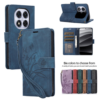 Für Redmi Note 13 Pro Plus 12 11 Prägung Leder Flip Brieftasche Fall Handyhülle
