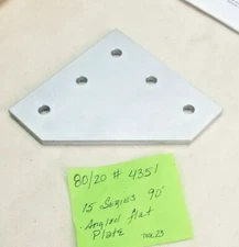 80/20 Aluminum 5 Hole 90° Joining Plate 15 Series P/N 4351 