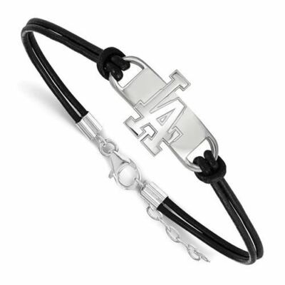 SS MLB Los Angeles Dodgers schwarzes Leder 7 Zoll Armband mit Verlängerung