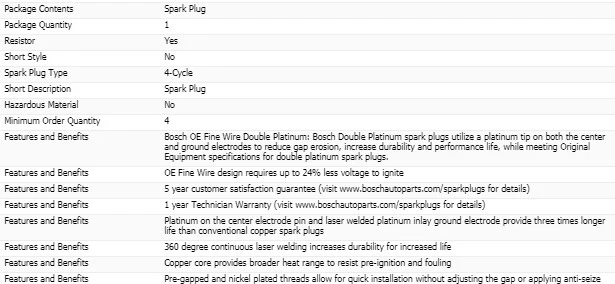6 bujías Bosch doble platino para Pontiac Grand Am 1996-1998 V6-3,1 L Foto 4 de 4