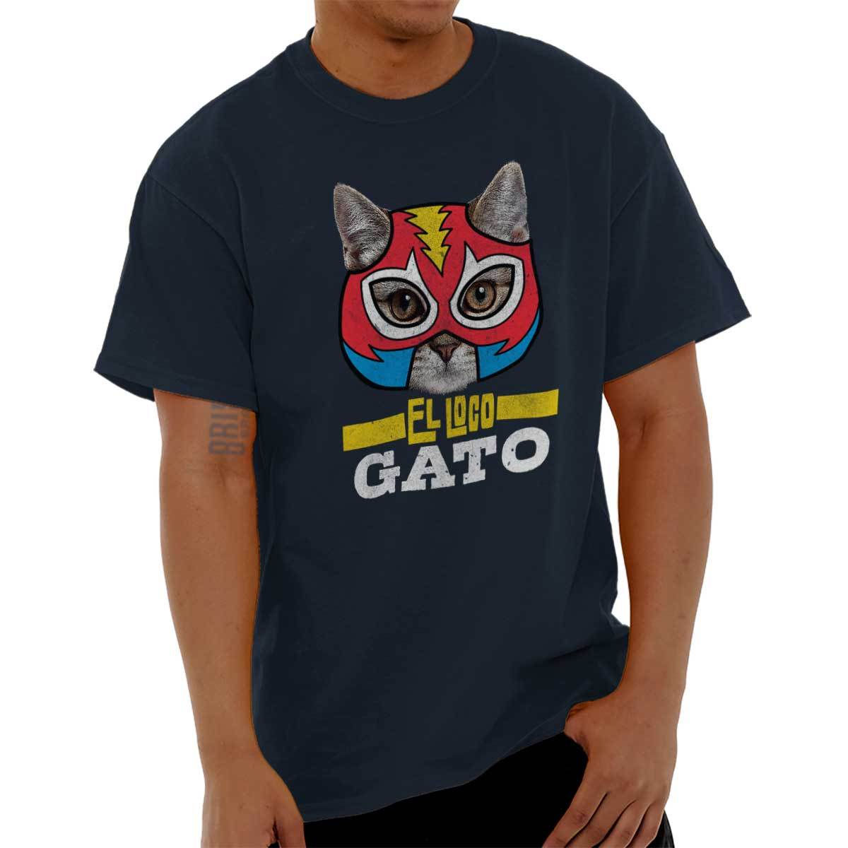 Camiseta El Gato Divertida Gato Superhéroe Amante Loco Regalo Mujer o Hombre Cuello Redondo