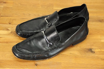 Bruno Magli Daneal Black Soft Leather Silver Horse Bit 