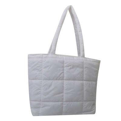 Gesteppte Damen-Einkaufstasche, Daunen-Hobo-Tasche, gepolsterte Achseltasche, we