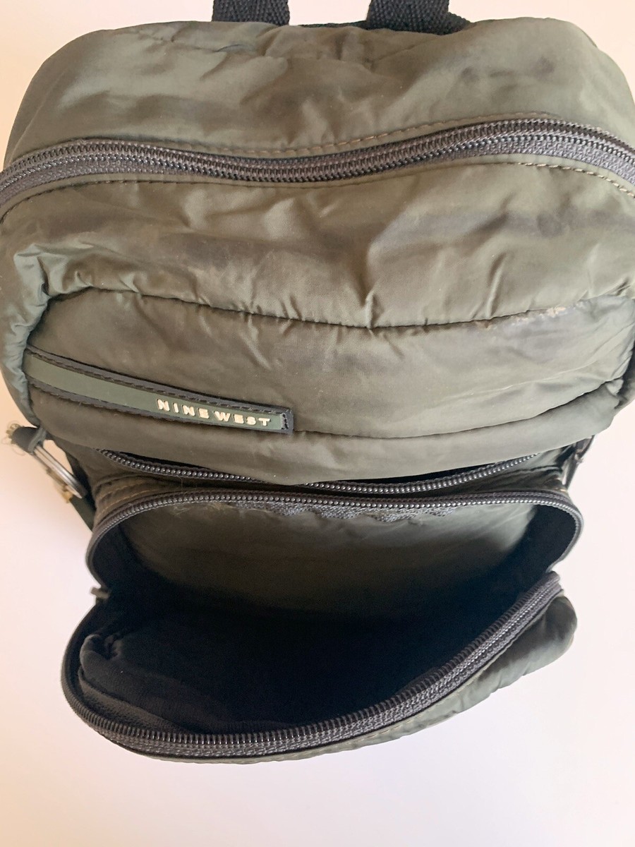 Nine West Light Green Canvas Backpack Y2K Y2K Nine West army green nylon backpack | eBay main image 3