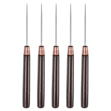 5pcs Handwork Sewing Awl Slender Leather Punch Hole Tool with Wooden Handle, Red