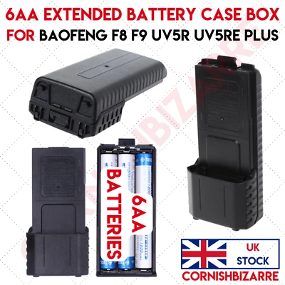 6AA EXTENDED BATTERY REPLACEMENT CASE BOX FOR BAOFENG F8 F9 UV5R UV5RE PLUS - UK