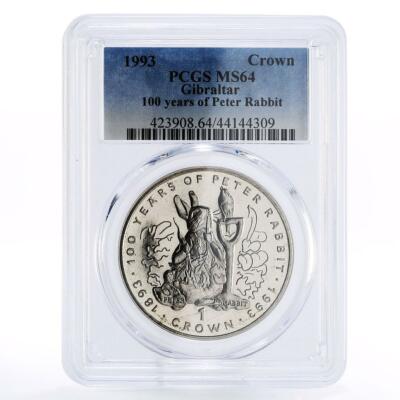 Gibraltar 1 crown Centennial of Peter Rabbit MS64 PCGS CuNi coin