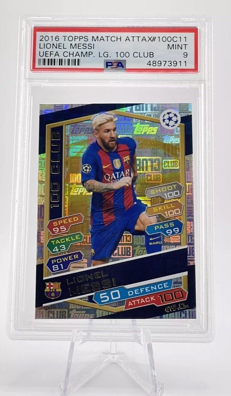 Lionel Messi 2016 Topps Match Attax UEFA Champions League 100 Club PSA 9 #100C11