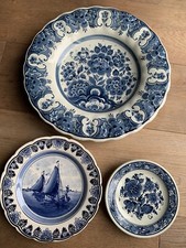3 Teller Wandteller Delft Delfts Blauw blau handgemalt Vintage Konvolut Set