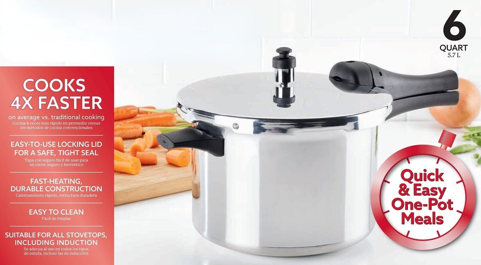 6Quart Aluminum Stovetop Pressure Cooker, 15 PSI eBay