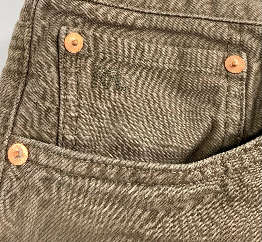 RRL LowStraight 29/30 オリーブ Ralph Lauren RRL Low Straight Fit Jean Olive 12.75oz Heavy Bull