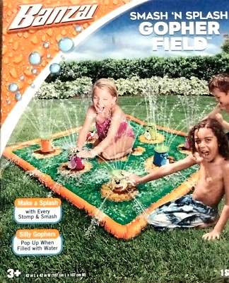 Banzai Smash 'N Splash (Wack A Mole) Gopher Field Water Sprinkle Play - New