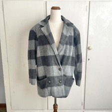 Re-worked Vintage Jacket Grey Check Size 16 Wool Blend 80's Style