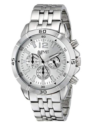 August Steiner Men's Chronograph Silver Tone Bracelet Watch F1265