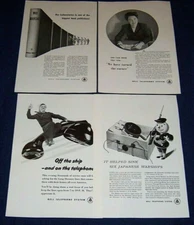 Lot of 4 Ads from 1945 ~ AT&T Bell TELEPHONE System ~ Some WWII Theme
