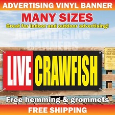 Live CRAWFISH Advertising Banner Vinyl Mesh Sign seafood fish bar crabs squid
