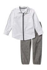 Calvin Klein Boy's Two-Piece Outfit, Dress Shirt  Pants, Logo Strip, Size 5
