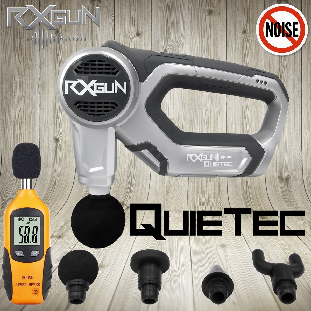 RxGUN QUIETec Percussion Vibration Massager Therapy Device Quiet Massage  Gun