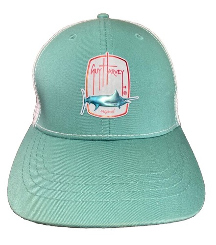 Guy Harvey Marlin Fishing Hat Sage Green Embroidered Strapback
