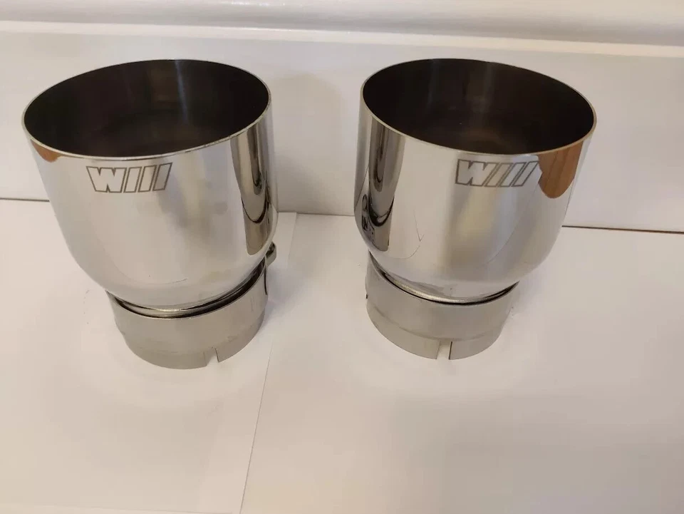 BMW M LOGO SILVER CHROME EXHAUST TIPS BMW F10 F11 F20 F21 F22 F23 F30 F31 F32 - Image 4 of 4