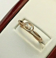 14k Rose Gold .25 Ct Oval Rose Cut Diamond Band Ring, Size 6 3/4 - 2.2 Grams