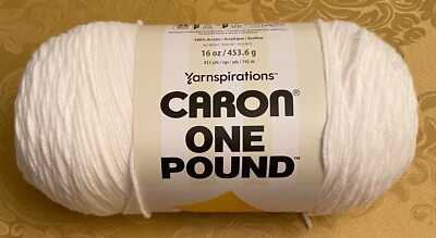 NEW CARON ONE POUND 100% ACRYLIC 1 SKEIN WHITE LOT#2024-12-71
