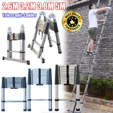 Multi Purpose Aluminum Telescopic Ladder Heavy Duty Folding Extension Step 3-5M